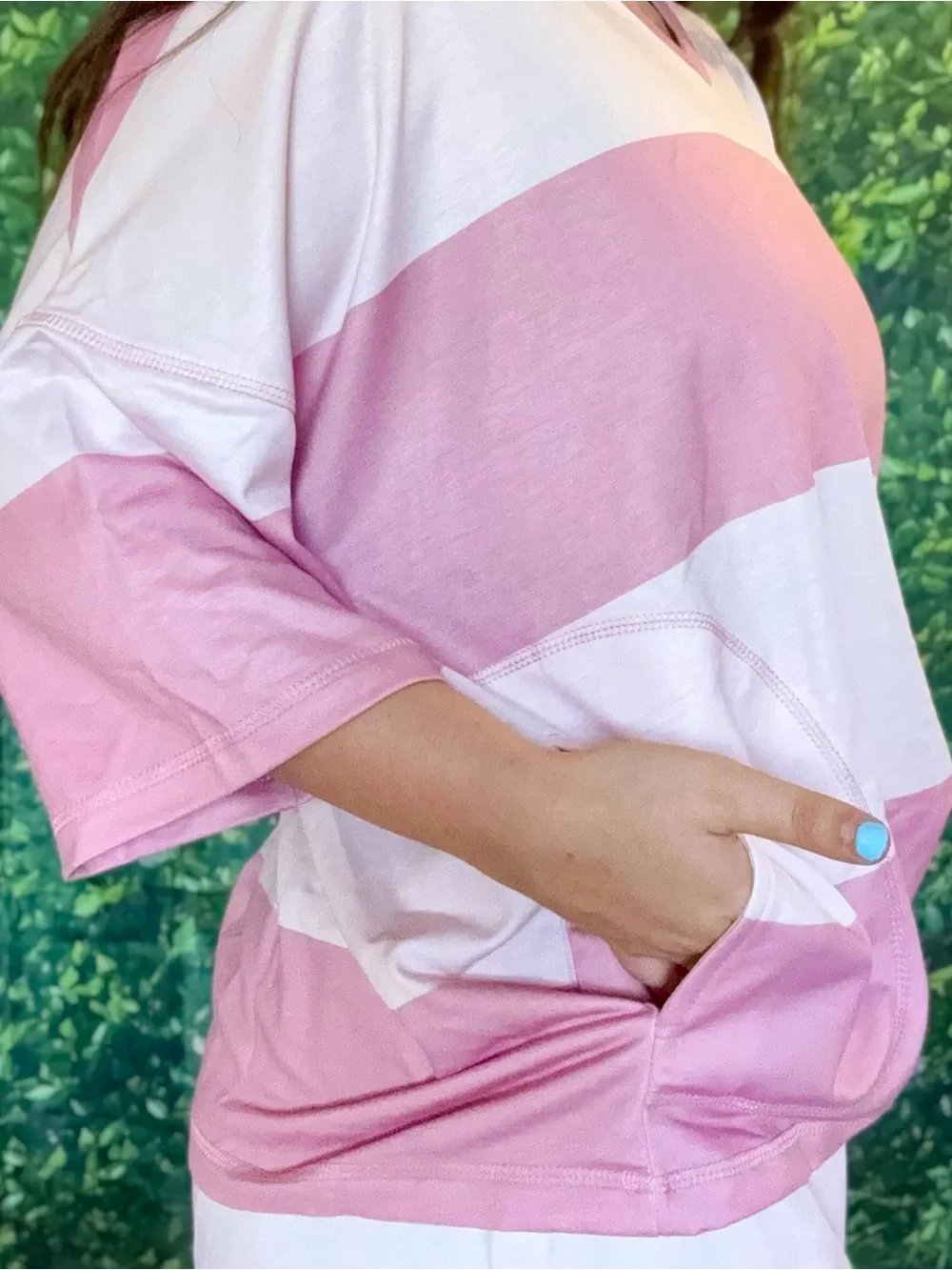 Women's Pink & White Striped Lounge Set - Relaxed Shorts Matching Set